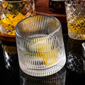 Stock Premium Crystal Slanted Rocking Whisky Glass Gift Set With Wood Base