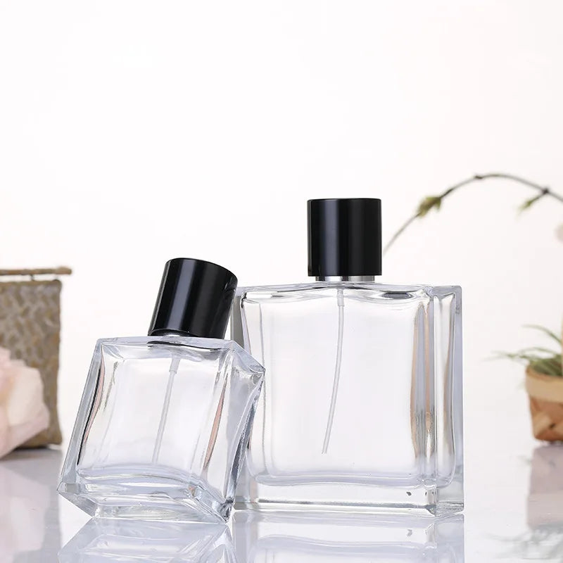 Luxury Cylinder Parfum Botol 30ml Heavy Base 50ml Empty Glass Fragrance Parfum Spray Bottle With Wooden Cap