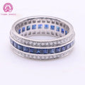 New Trending Eternity Ring Band 18K Solid White Gold Real Moissanite & Sapphire Ring for Wedding Engagement