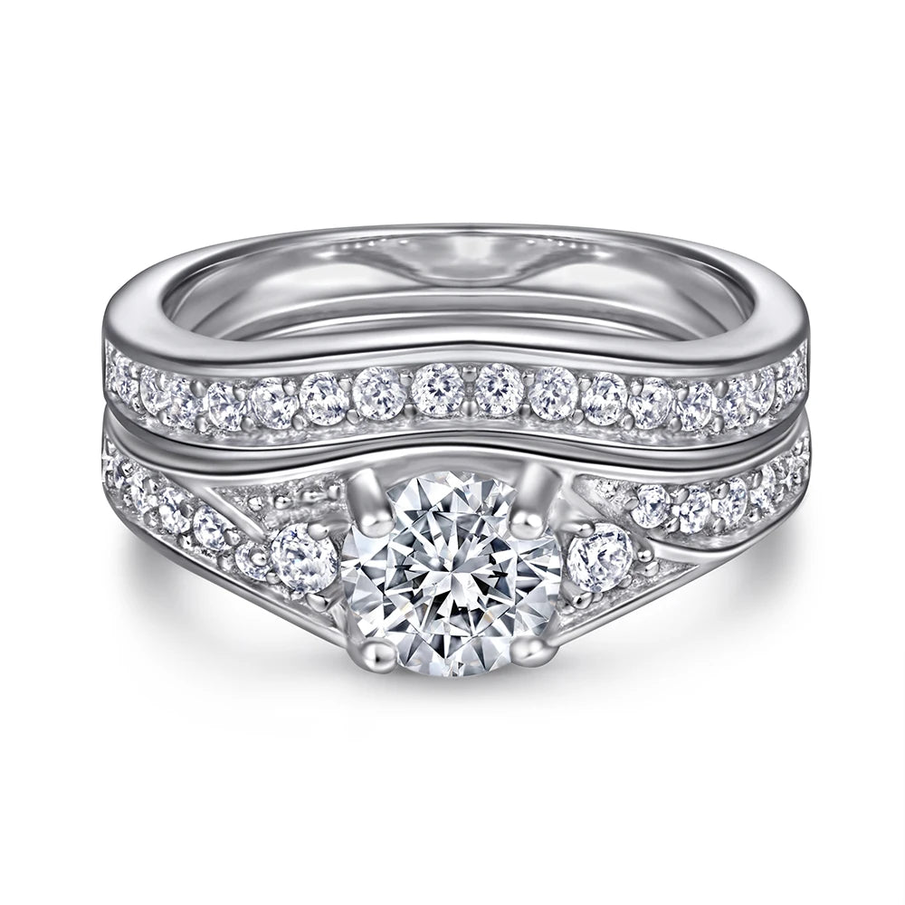 Classic Style CZ Double Solitaire Heart Engagement Ring Rhodium Plated Sterling Silver for Women's Wedding Party CMA Certified