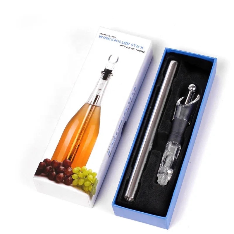 Personal 3 in 1 Stainless Steel Cooling Rod Cooler Iceless Stick Pourer Chiller Stick Set With Stopper