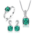 Diana Engagement Women's Sterling Silver Gold Plated Zircon Necklace Earrings Ring Set for Wedding Anniversary Gift