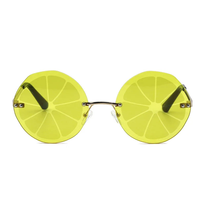 VIFF HM21445 Yellow Lemon Slices Rimless Sun Glasses Fashion Party Favor Sunglasses 2025