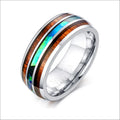 8mm Dome Silver Tungsten Men's Wedding Ring Fashionable Eternity Style Wood Abalone Shell Inlay for Engagement Ring Party
