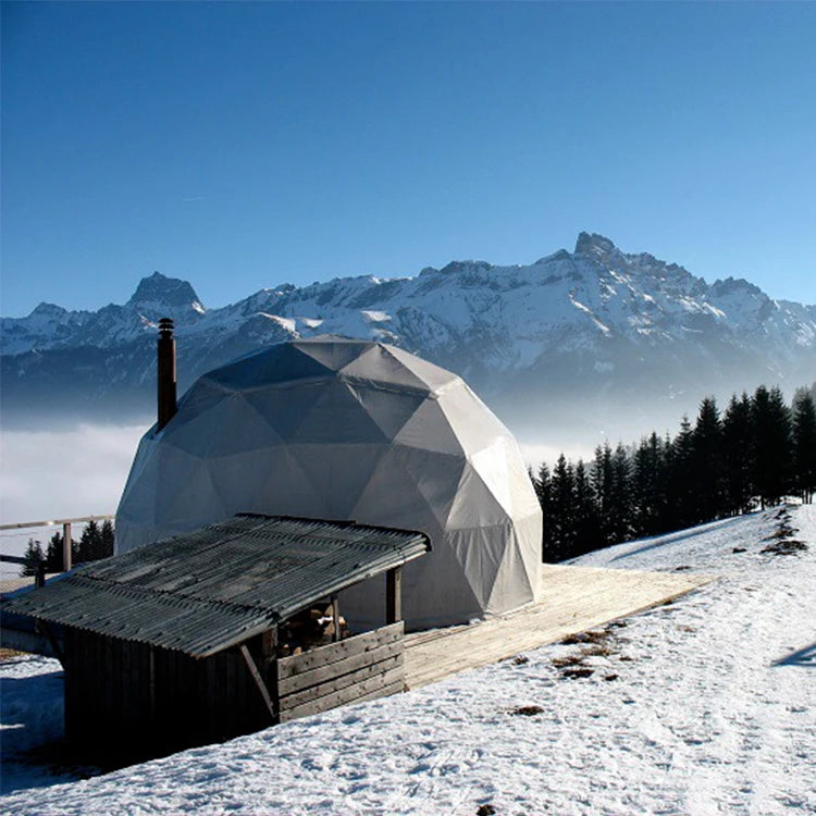 Low Cost Luxury Glamping Pods Transparent Geodesic Igloo Dome Tent With Bathroom