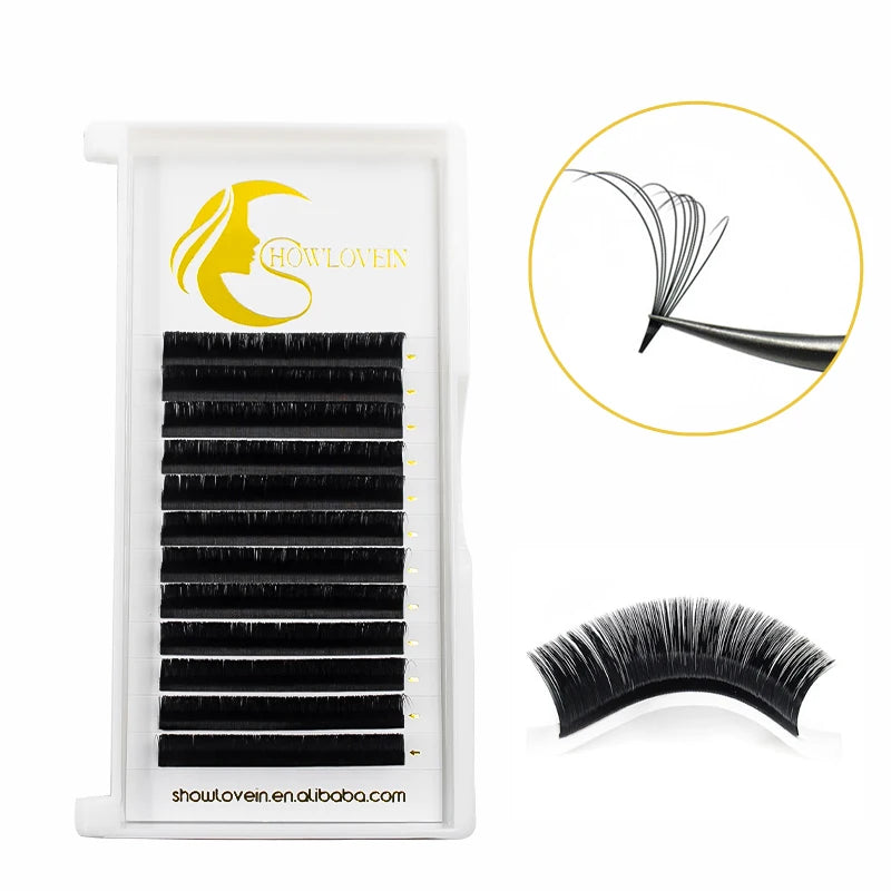 Dark Matte Black Automatic Easy Fan Lash Trays Wholesale Cashmere Easy Fan Lashes Extensions