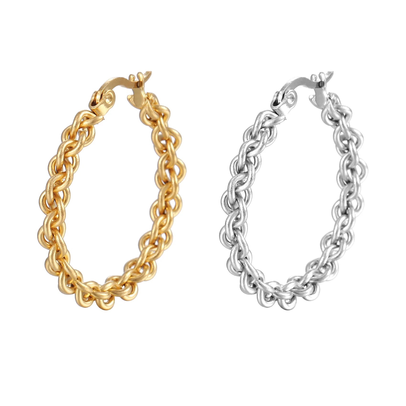 Wholesale Stainless Steel Thick Chain Hoop Gold Plated Earrings Jewelry for Women China Manufacturer Factory Supplier
