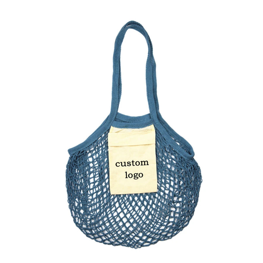 Reusable Cotton Mesh Bags Vegetable Fruit Packaging Market Pouch Shopping Net Tote Bag With Purse Cloth Bag