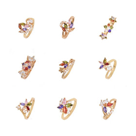 Fashion Brass Copper Rings Wedding Diamond Zircon Rings Jewelry Women 18k Gold Plated Engagement Rings for Women
