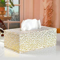 Custom Square Flower Print White Gold PU Leather Napkin Paper Holder Tissue Box for Hotels Blings Square Custom Flower Print