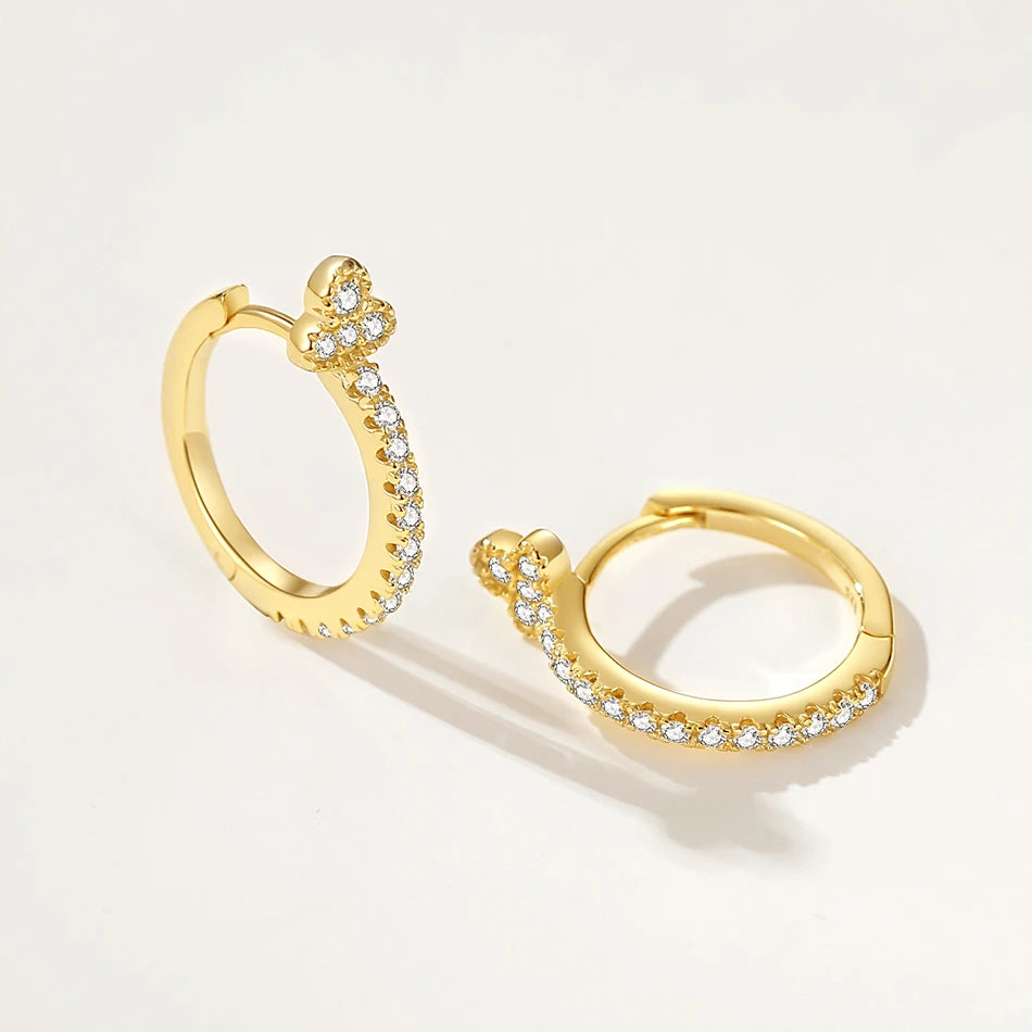 Nagosa Fashion Women Jewelry 925 Sterling Silver Gold Vermeil Cubic Zirconia Trio Hoop Earrings