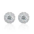 Luxury Female VVS Moissanite Diamond Stud Earrings Flowers Earrings for Women Vintage Double Earrings 925 Sterling Silver Simple