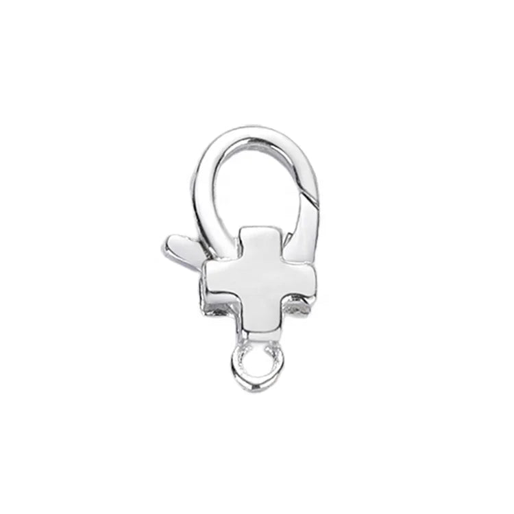 Custom Logo 925 Sterling Silver Cross Lobster Clasp Small Large Jewelry Hook Lock Findings Long Lasting PVD Gold Plated Rhodium