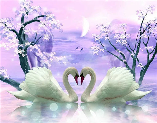 Factory Wholesale 5d Diy Full Round square AB Diamond Embroidery Original Swan Style Diamond Painting Wall Art Painting