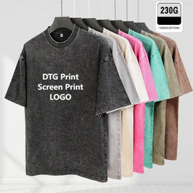 Heavyweight Custom Stone Washed T-Shirt Tshirts Oversized Heavy Cotton Blank Wholesale Vintage Acid Wash Boxy T Shirt for Men