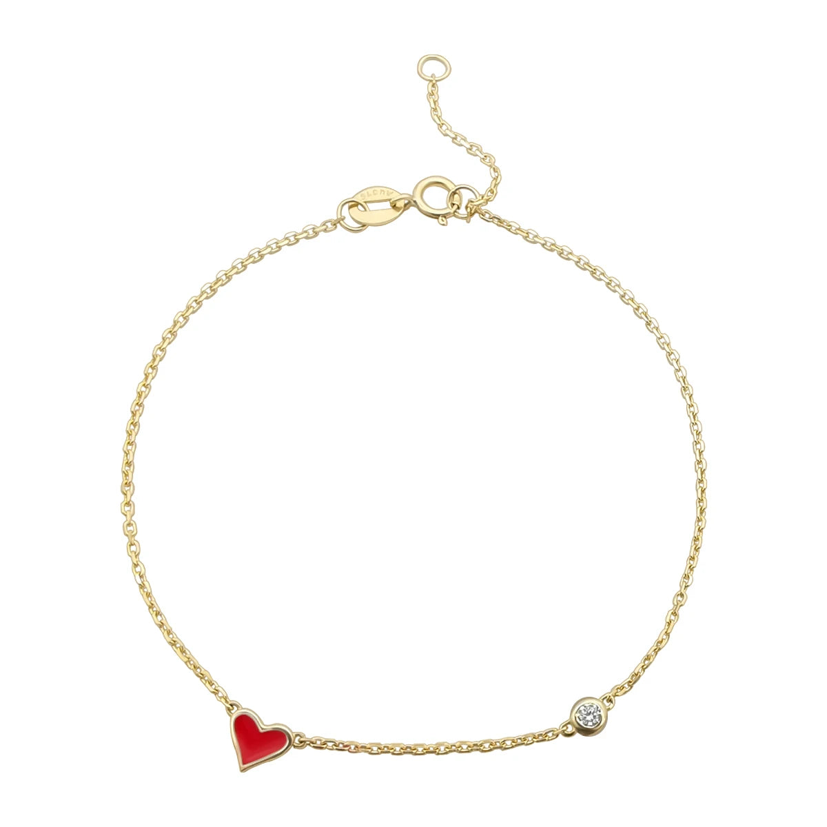 Wholesale Custom 9K Solid Gold Chain Heart Shape Pendant Anklet Bracelet Fine Jewelry for Women