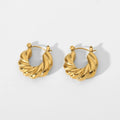 INS Popular Statement 18K Gold Plated Twisted Circle Stainless Steel Hoop Earrings for Women