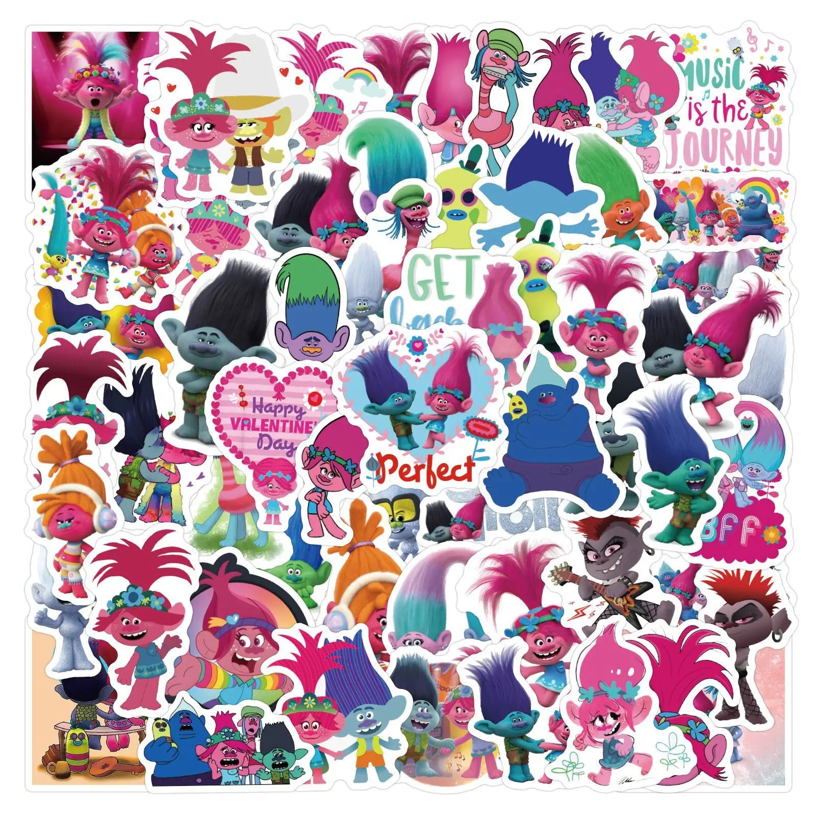 60PCS Funny USA movie cute cartoon Trolls 3 stickers