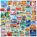 50pcs Vibrant trippy car decals aesthetic cute cartoon bus sticker