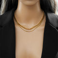Fashion Women Jewelry Non Tarnish Stainless Steel 18K Pvd Gold Plated Hip Hop Chain Double Layer Necklace