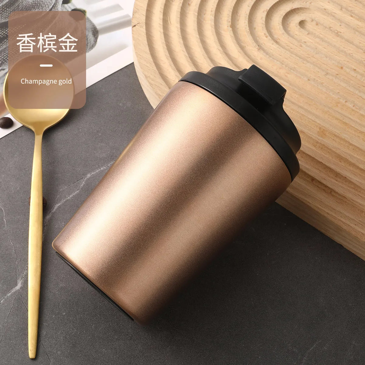 12oz Double Wall Stainless Steel Insulated Coffee Tumbler Eco-Friendly Flip Lid Milk Mug for Office Home Use Business Gifts