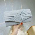 Trendy Luxury Design Square Women's Twining Wrinkles Shiny Evening Handbag Purse Bridal Party Clutch Bag for Women