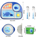 Food Safe Kids Bamboo Fiber Kids Dishes Dinner Set  Cute Dog Children Cartoon Plastic Plates With Divider for Kids