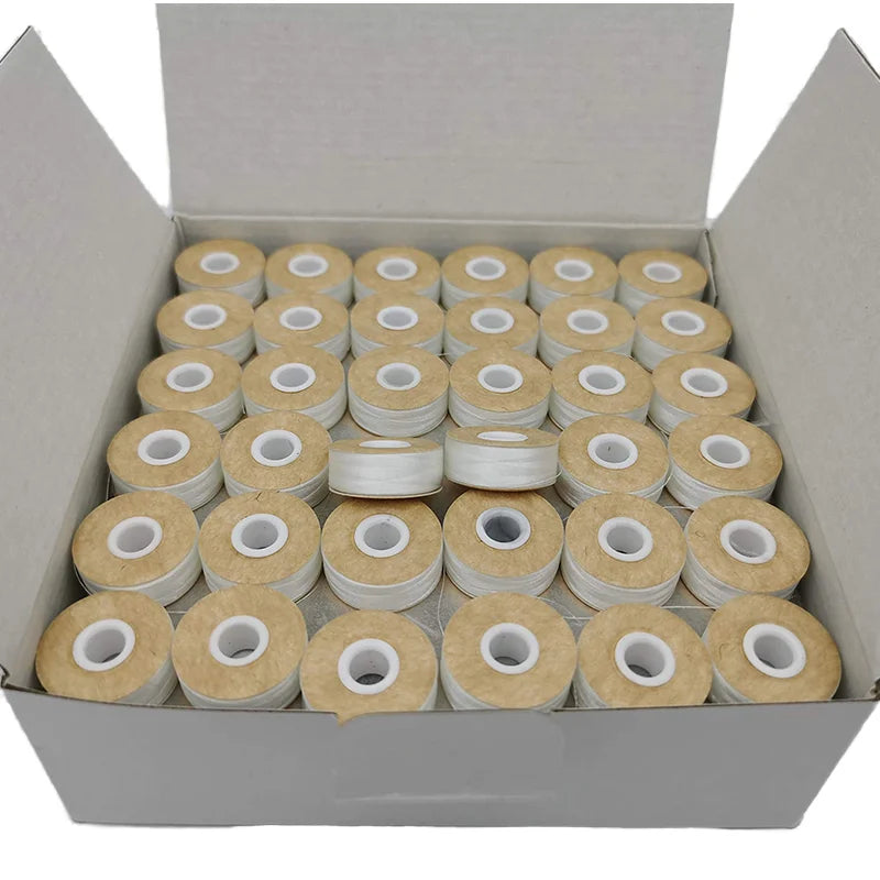 Wholesale Pre Wound Bobbin Thread L Type 75D/2 144bobbins Per Box Black White 100% Polyester Paper Side Sewing Thread MegaBDM