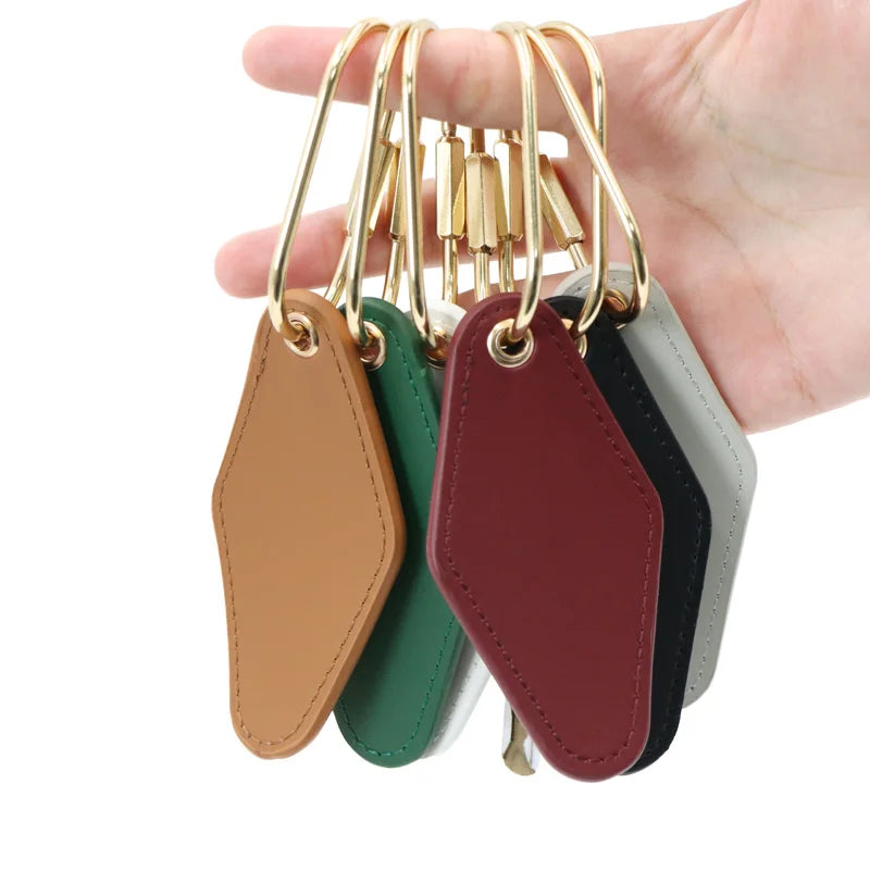 YY PU Leather Keychain Diamond Shape Key Chain Fob Ring Holder Bag Tag Key Holder Anniversary Gift