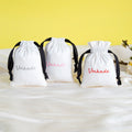 Custom Logo Luxury Suede Drawstring Bracelet Bag Clutch 9*12cm Premium Jewelry Pouch with Black Ribbons Elegant Packaging