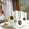 INS HOT 18K Gold Plated Titanium Steel Natural Stone Detachable Pendant Necklaces Jewelry Wholesale for Women and Female