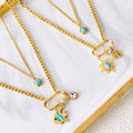 Retro Fashion Titanium Steel Jewelry Double Layer Necklace Turquoise Zircon Necklace for Sweater Chain Necklace