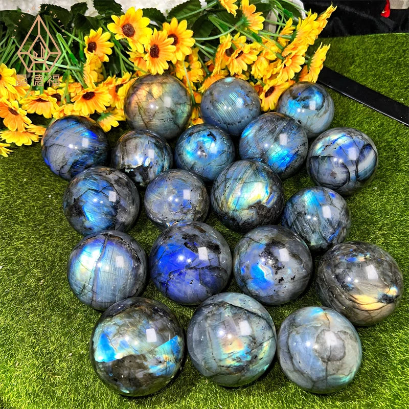 Kindfull Hot Sale Natural Polishing Hand Made Crystal Craft Labradorite Sphere for Decor