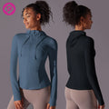 Women Full Zip Pocket Workout Hoodie Jackets Slim Fit Hooded Athletic Lightweight Yoga Top With Thumb Holes