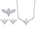 Luxury Crossover Shaped Silver Jewelry Sets White Gold Plated Engagement Ring Necklace Earrings 925 Sterling Silver Jewelry Sets