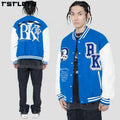 Drop Shipping Unisex Leather Baseball Jacket Chenille Embroidery Varsity Jacket Men Letters Patch Loose Baseball Jacket Man
