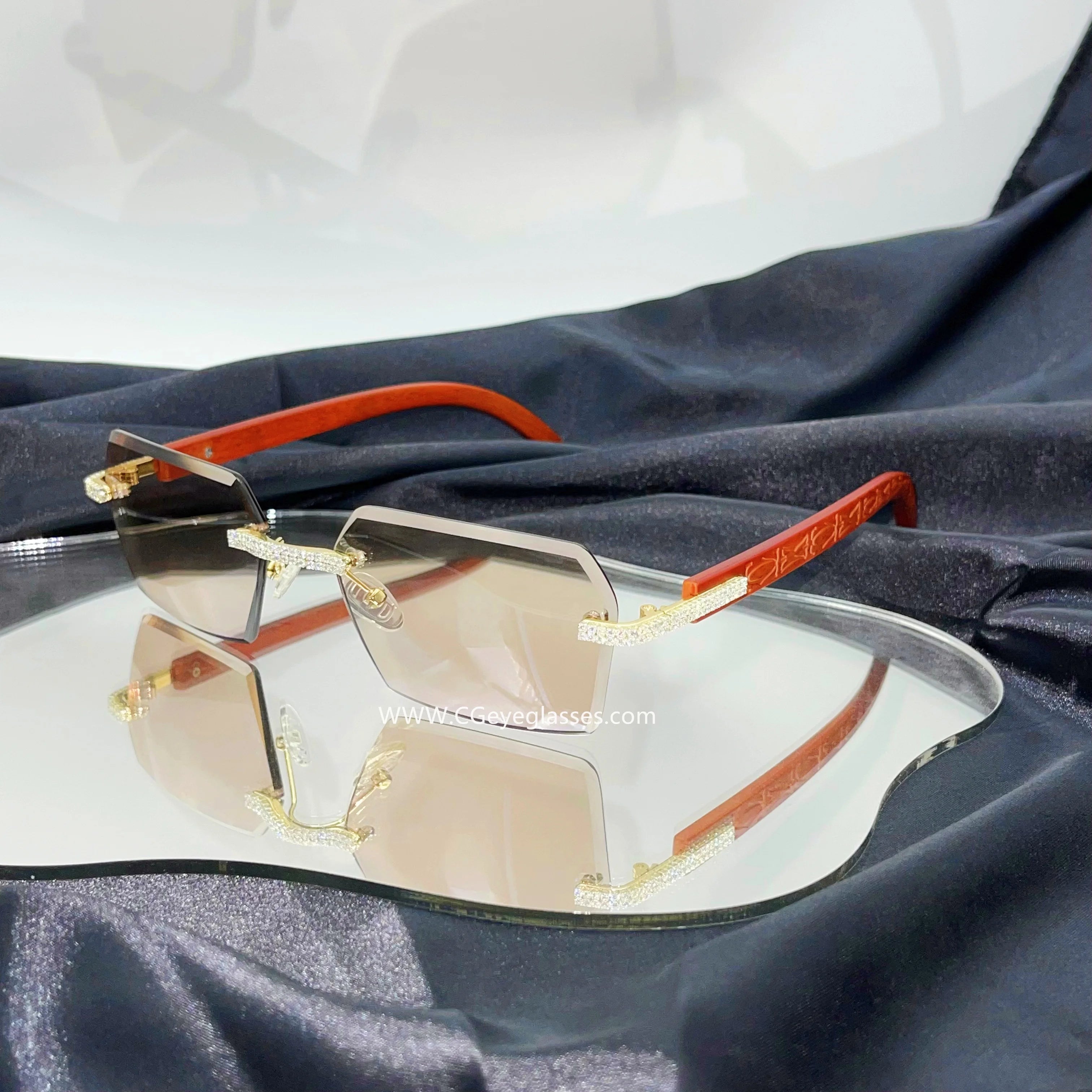 2025 New Fashion Cut Lens Sunglasses square Rimless Sunglasses 2023 Luxury Brand Design Vintage Rimless Rhinestone Sunglasses