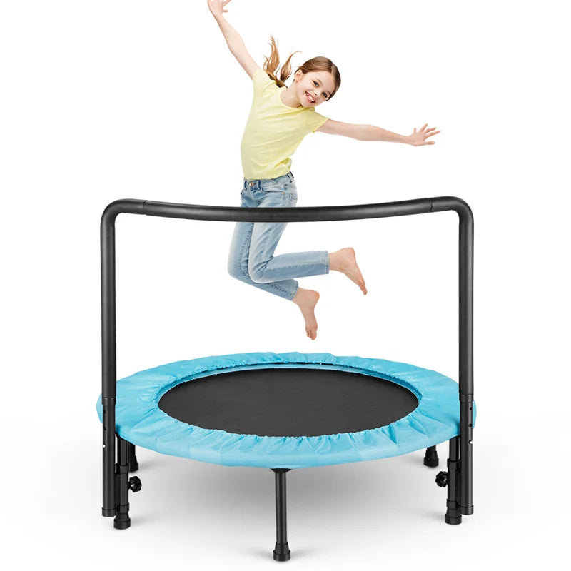 Folding  36 Inch Trampoline with Adjustable  Handle Children Elastic Jump Bed with Cover Mini Trampolines