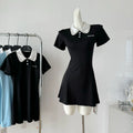 Senior Sense Collar Polo Skirt Short Waist French Little Black Women's Party Wear Summer