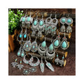 TongLing Boho Vintage Resin Gemstone Turquoise Water Drop Shape  Dangle Earring for Women