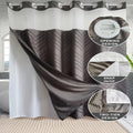 Waterproof Boho Style Hookless Bathroom Shower Curtain with Tassel Woven Fabric for Bathtub Coverage