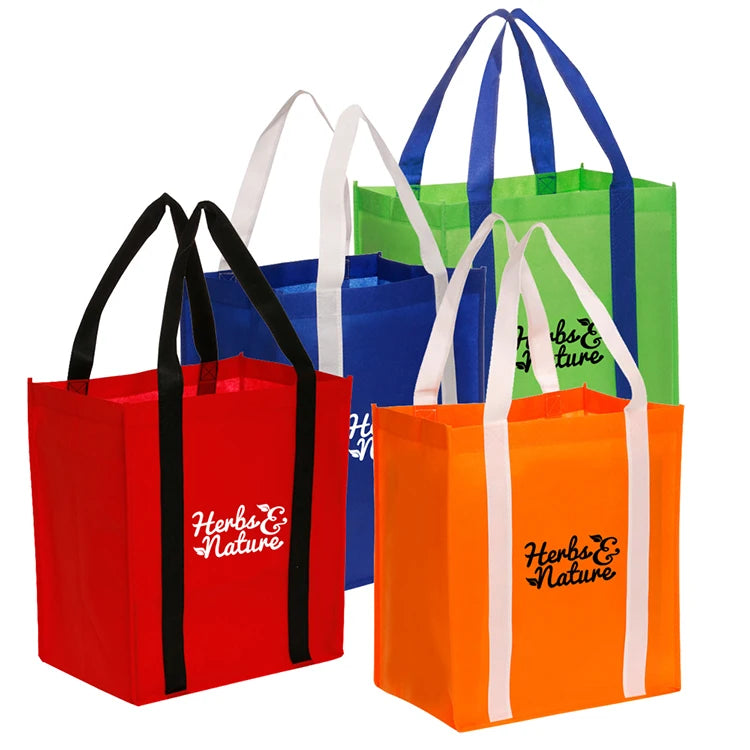 Custom Logo Printed Tote Bag Non-Woven Fabric Brand Shopping Bag for Grocery Shopping