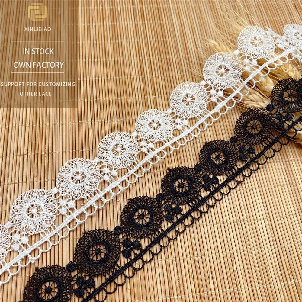 New Single-Sided Embroidered Water Soluble Lace Trim Flower Decoration 3CM Width for Dresses Shoes Skirts-Wholesale Accessory MegaBDM
