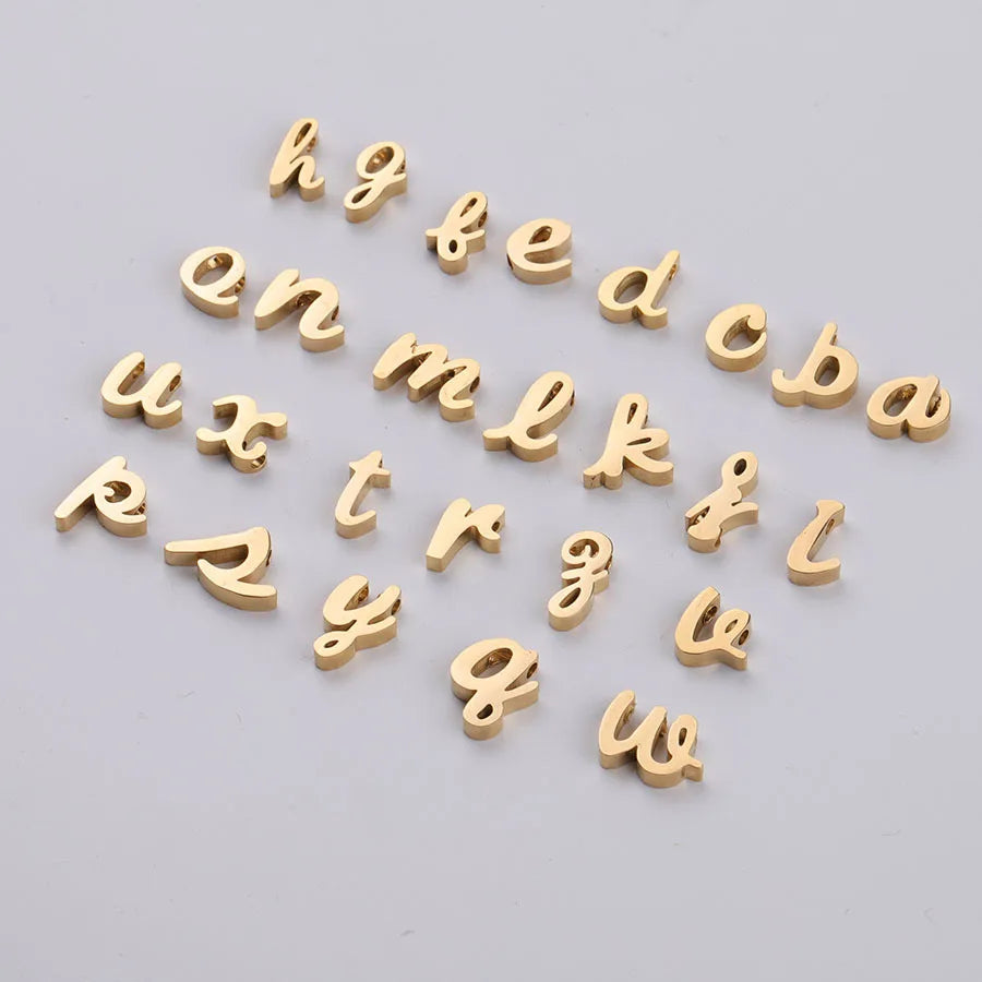 Hot Factory Lower Case Letter Initial Charm Stainless Steel 18K Gold Plated DIY Pendant A-Z Cheap Price Wholesale Fashion Jewel