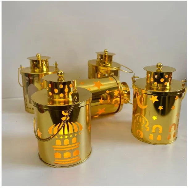 Islamic Gold Eid Light  Eid Mubarak Metal LanternFor Muslim Eid Decoration