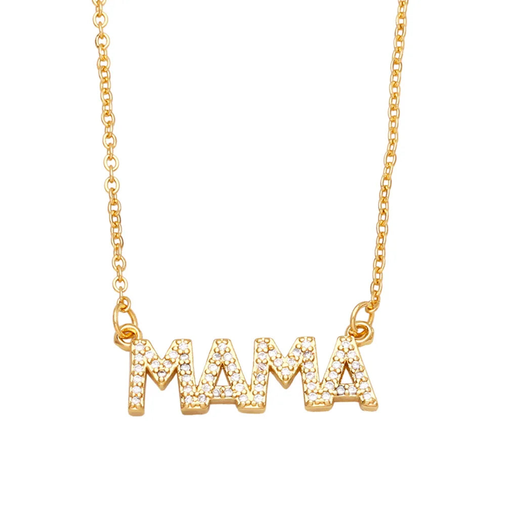 Collar Fashion Colorful Diamond Custom Letter MAMA Necklace Choker Women Necklace Jewelry