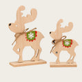 Pafu Christmas Wooden Crafts Xmas Trees Hanging Ornaments Christmas Table Top Decorations Cute Christmas Elk Table Decors