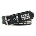 JULUN PU Belt Manufacture Women Studded Belt Black PU Strap Silver Square Pyramid Studs Punk Rock Fashion Waist Belt