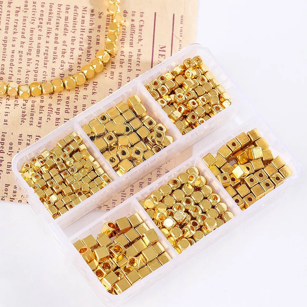 Hot Sale  DIY Bracelet Accessories Gold Square Bead Accessories for Jewelry Making