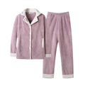 Women Winter Solid Fleece Pajamas Solid Button Down Coral Fleece Pajamas Set for Ladies Factory Price